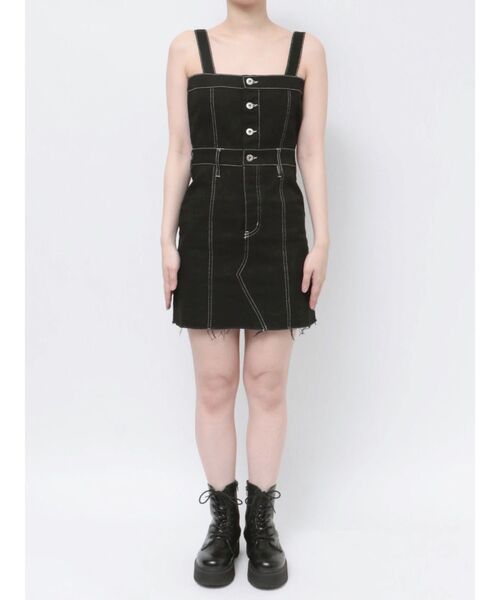 EVRIS（エヴリス）の「デニムジャンスカ（ジャンパースカート・レディース・インディゴブルー/ブラック・SMALL/MEDIUM）」の13枚目の写真