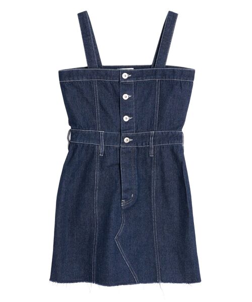 EVRIS（エヴリス）の「デニムジャンスカ（ジャンパースカート・レディース・インディゴブルー/ブラック・SMALL/MEDIUM）」の4枚目の写真