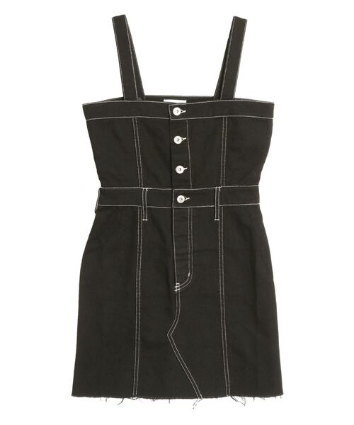 EVRIS（エヴリス）の「デニムジャンスカ（ジャンパースカート・レディース・インディゴブルー/ブラック・SMALL/MEDIUM）」の3枚目の写真