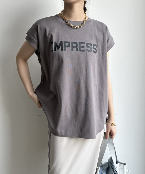 DouDou(ドゥドゥ)の「【WEB限定】IMPRESSロゴフレンチTEE(シャツ/ブラウス・レディース・ピンク/オフホワイト/チャコールグレー・FREE)」の22枚目の写真