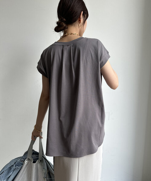 DouDou(ドゥドゥ)の「【WEB限定】IMPRESSロゴフレンチTEE(シャツ/ブラウス・レディース・ピンク/オフホワイト/チャコールグレー・FREE)」の21枚目の写真