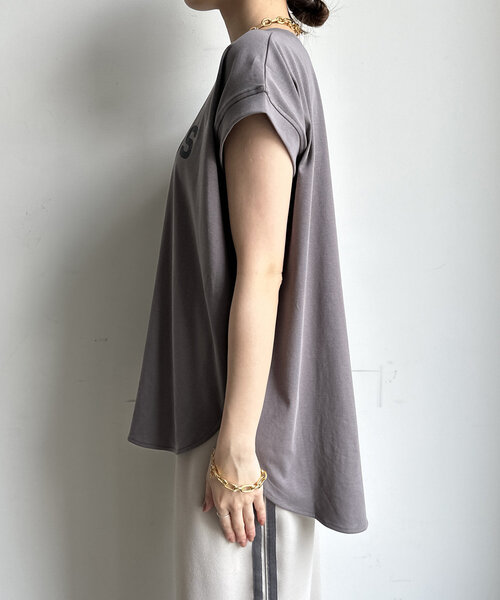 DouDou(ドゥドゥ)の「【WEB限定】IMPRESSロゴフレンチTEE(シャツ/ブラウス・レディース・ピンク/オフホワイト/チャコールグレー・FREE)」の19枚目の写真