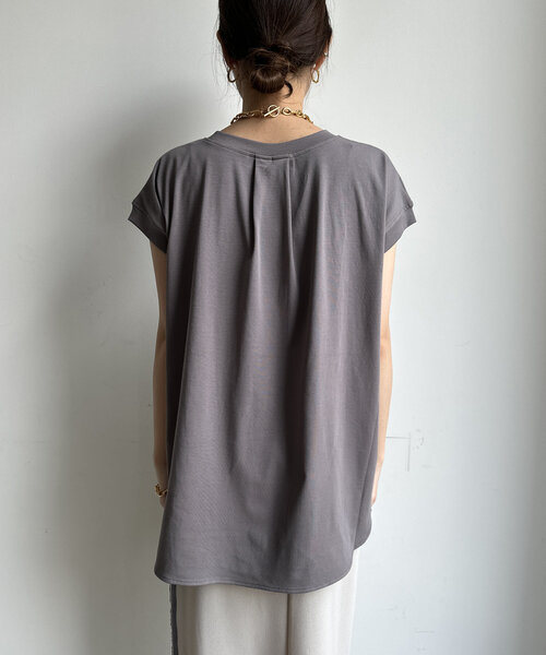 DouDou(ドゥドゥ)の「【WEB限定】IMPRESSロゴフレンチTEE(シャツ/ブラウス・レディース・ピンク/オフホワイト/チャコールグレー・FREE)」の18枚目の写真