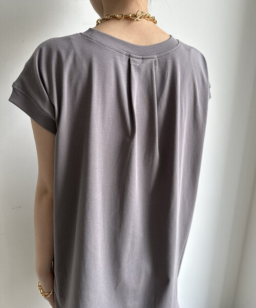 DouDou(ドゥドゥ)の「【WEB限定】IMPRESSロゴフレンチTEE(シャツ/ブラウス・レディース・ピンク/オフホワイト/チャコールグレー・FREE)」の17枚目の写真