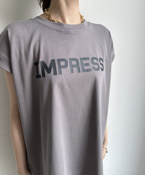 DouDou(ドゥドゥ)の「【WEB限定】IMPRESSロゴフレンチTEE(シャツ/ブラウス・レディース・ピンク/オフホワイト/チャコールグレー・FREE)」の16枚目の写真