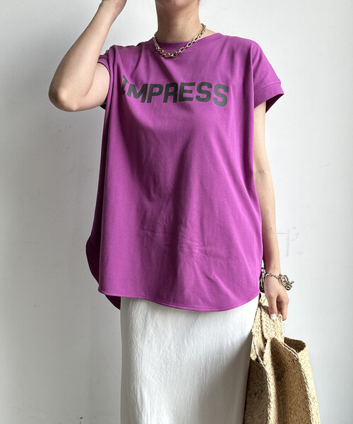 DouDou(ドゥドゥ)の「【WEB限定】IMPRESSロゴフレンチTEE(シャツ/ブラウス・レディース・ピンク/オフホワイト/チャコールグレー・FREE)」の9枚目の写真