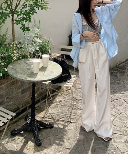 N.s(エヌドットエス)の「クラッシュワイドデニムパンツ(デニムパンツ・レディース・ホワイト/ブルー・L/M/S)」の18枚目の写真