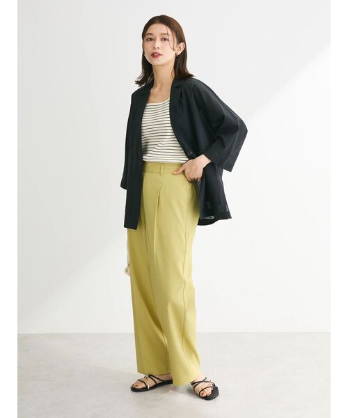 Green Parks(グリーンパークス)の「接触冷感 きれいシルエットパンツ(ワイド)(その他パンツ・レディース・ライトグレー/グレイッシュベージュ/ブラック/イエロー・FREE)」の6枚目の写真