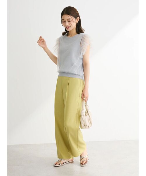 Green Parks(グリーンパークス)の「接触冷感 きれいシルエットパンツ(ワイド)(その他パンツ・レディース・ライトグレー/グレイッシュベージュ/ブラック/イエロー・FREE)」の10枚目の写真