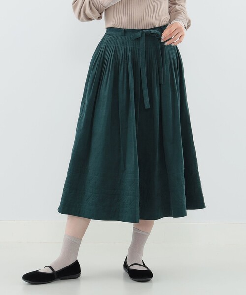 CAROLINA GLASER（カロリナ グレイサー）の「キルティングスカート（スカート・レディース・ネイビー/ダークグリーン・ONE SIZE）」の3枚目の写真