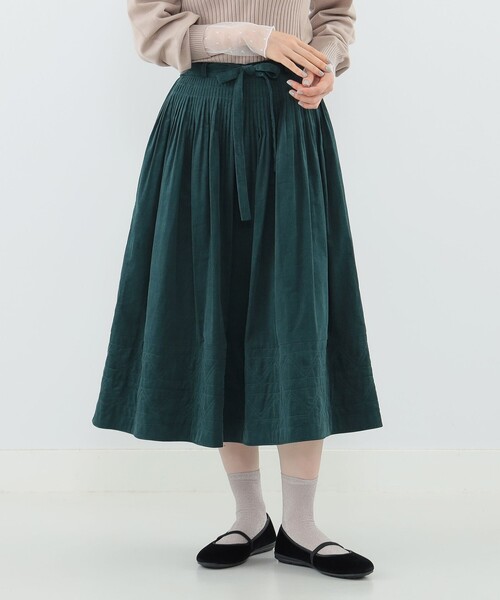 CAROLINA GLASER（カロリナ グレイサー）の「キルティングスカート（スカート・レディース・ネイビー/ダークグリーン・ONE SIZE）」の5枚目の写真