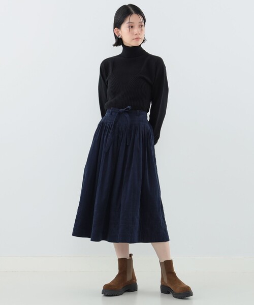 CAROLINA GLASER（カロリナ グレイサー）の「キルティングスカート（スカート・レディース・ネイビー/ダークグリーン・ONE SIZE）」の11枚目の写真