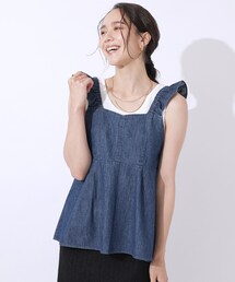 Cutie Blonde | 【洗える/セットアップ可】やわらかデニム フリルビスチェ(タンクトップ)