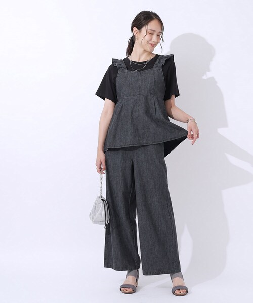 Cutie Blonde（キューティーブロンド）の「◆【洗える/セットアップ可】やわらかデニム フリルビスチェ（タンクトップ・レディース・ブルー系その他/ブラック・04/02/03）」の8枚目の写真