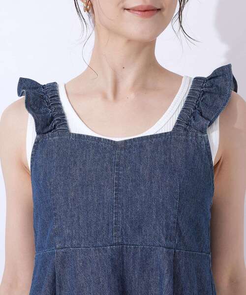 Cutie Blonde（キューティーブロンド）の「◆【洗える/セットアップ可】やわらかデニム フリルビスチェ（タンクトップ・レディース・ブルー系その他/ブラック・04/02/03）」の13枚目の写真