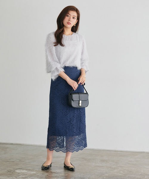 ELDORA Hラインレースロングスカート/BAU by Bride And You ☆BAU by Bride And You☆ELDORA Chiffon H Line lace longskirt