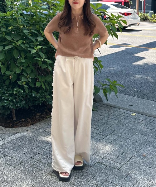 archives（アルシーヴ）の「サイドギャザースラックス（スラックス・レディース・ブラウン/ブラック/アイボリー・MEDIUM）」の8枚目の写真