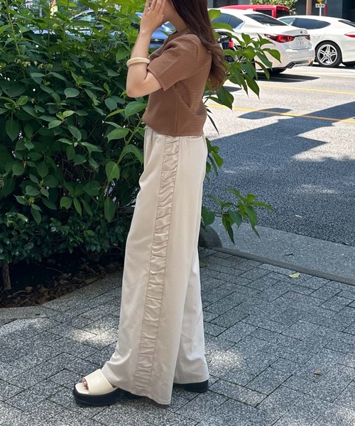 archives（アルシーヴ）の「サイドギャザースラックス（スラックス・レディース・ブラウン/ブラック/アイボリー・MEDIUM）」の9枚目の写真