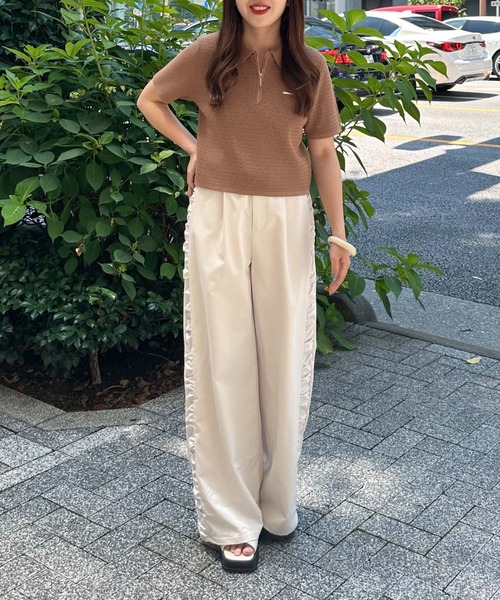 archives（アルシーヴ）の「サイドギャザースラックス（スラックス・レディース・ブラウン/ブラック/アイボリー・MEDIUM）」の10枚目の写真