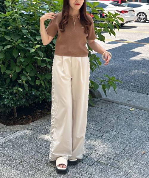 archives（アルシーヴ）の「サイドギャザースラックス（スラックス・レディース・ブラウン/ブラック/アイボリー・MEDIUM）」の11枚目の写真