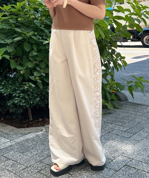 archives（アルシーヴ）の「サイドギャザースラックス（スラックス・レディース・ブラウン/ブラック/アイボリー・MEDIUM）」の5枚目の写真