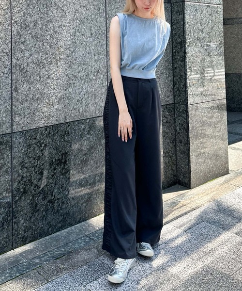 archives（アルシーヴ）の「サイドギャザースラックス（スラックス・レディース・ブラウン/ブラック/アイボリー・MEDIUM）」の17枚目の写真