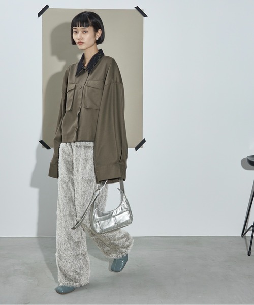 THE YOn（ザヨン）の「レースカラースーパーワイドスリーブクロップドシャツ（シャツ/ブラウス・レディース・グレー/アッシュブラウン/チェック・FREE）」の22枚目の写真