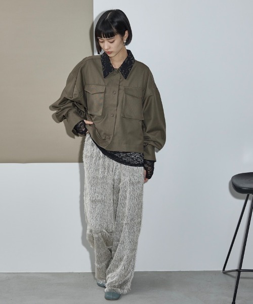 THE YOn（ザヨン）の「レースカラースーパーワイドスリーブクロップドシャツ（シャツ/ブラウス・レディース・グレー/アッシュブラウン/チェック・FREE）」の20枚目の写真