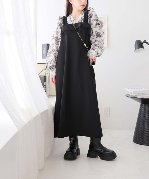 Girly Doll（ガーリードール）の「フリルキャミワンピース（ワンピース・レディース・ブラック/グレイッシュベージュ/チャコール・F）」の17枚目の写真