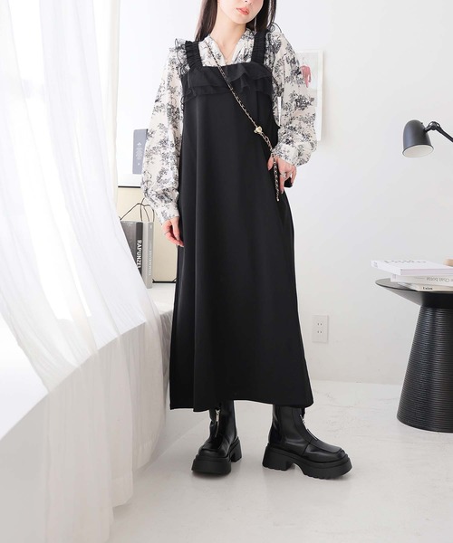 Girly Doll（ガーリードール）の「フリルキャミワンピース（ワンピース・レディース・ブラック/グレイッシュベージュ/チャコール・F）」の18枚目の写真