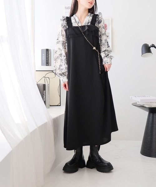 Girly Doll（ガーリードール）の「フリルキャミワンピース（ワンピース・レディース・ブラック/グレイッシュベージュ/チャコール・F）」の20枚目の写真