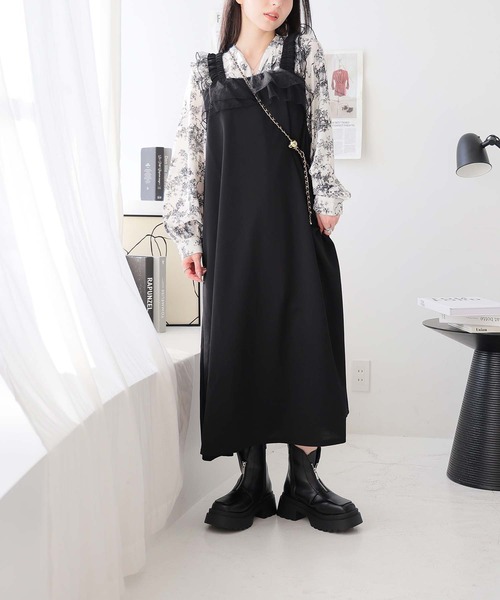 Girly Doll（ガーリードール）の「フリルキャミワンピース（ワンピース・レディース・ブラック/グレイッシュベージュ/チャコール・F）」の21枚目の写真