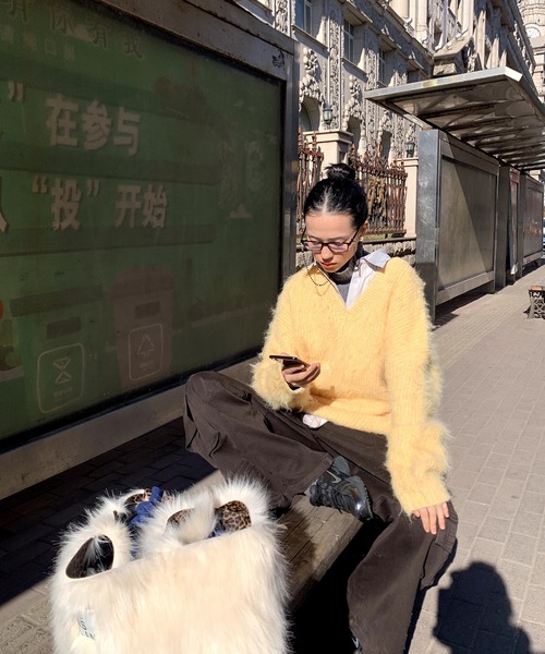 chuclla（チュクラ）の「【LONSLAN】2WAY リバーシブル ファー Bigトート CHLONA24a006（トートバッグ・レディース・アイボリー・FREE）」の8枚目の写真