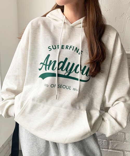 SHEPP（シープ）の「レタリング フロントプリント フーディ（パーカー・レディース・ネイビー/アイボリー/グレー・L/XL/M）」の22枚目の写真