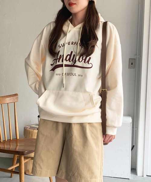 SHEPP（シープ）の「レタリング フロントプリント フーディ（パーカー・レディース・ネイビー/アイボリー/グレー・L/XL/M）」の21枚目の写真