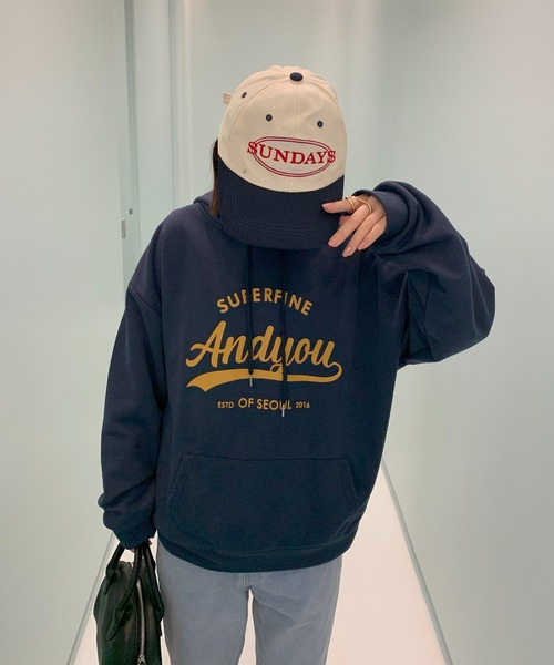 SHEPP（シープ）の「レタリング フロントプリント フーディ（パーカー・レディース・ネイビー/アイボリー/グレー・L/XL/M）」の20枚目の写真