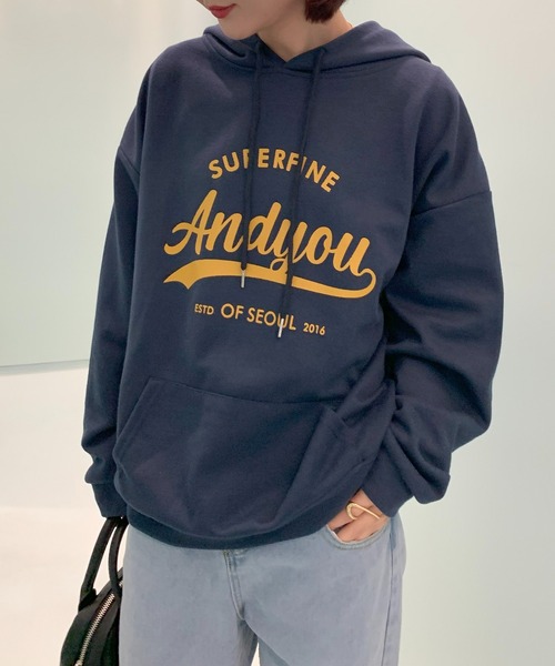 SHEPP（シープ）の「レタリング フロントプリント フーディ（パーカー・レディース・ネイビー/アイボリー/グレー・L/XL/M）」の19枚目の写真