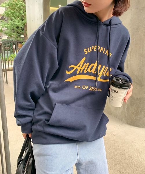 SHEPP（シープ）の「レタリング フロントプリント フーディ（パーカー・レディース・ネイビー/アイボリー/グレー・L/XL/M）」の18枚目の写真