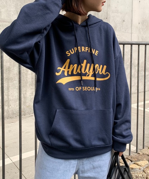 SHEPP（シープ）の「レタリング フロントプリント フーディ（パーカー・レディース・ネイビー/アイボリー/グレー・L/XL/M）」の17枚目の写真