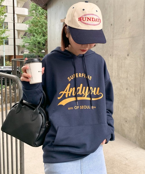 SHEPP（シープ）の「レタリング フロントプリント フーディ（パーカー・レディース・ネイビー/アイボリー/グレー・L/XL/M）」の16枚目の写真