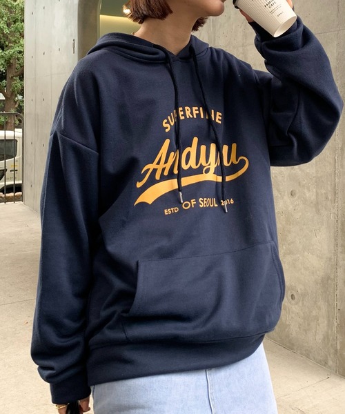 SHEPP（シープ）の「レタリング フロントプリント フーディ（パーカー・レディース・ネイビー/アイボリー/グレー・L/XL/M）」の15枚目の写真
