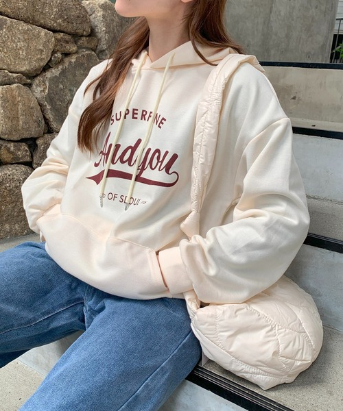 SHEPP（シープ）の「レタリング フロントプリント フーディ（パーカー・レディース・ネイビー/アイボリー/グレー・L/XL/M）」の13枚目の写真