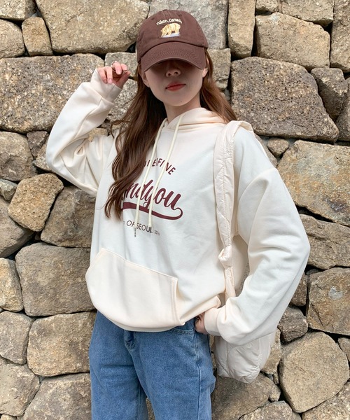 SHEPP（シープ）の「レタリング フロントプリント フーディ（パーカー・レディース・ネイビー/アイボリー/グレー・L/XL/M）」の10枚目の写真
