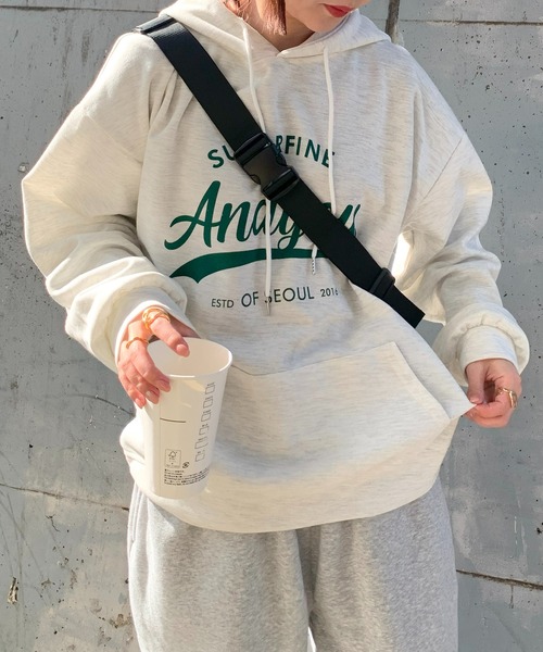 SHEPP（シープ）の「レタリング フロントプリント フーディ（パーカー・レディース・ネイビー/アイボリー/グレー・L/XL/M）」の7枚目の写真