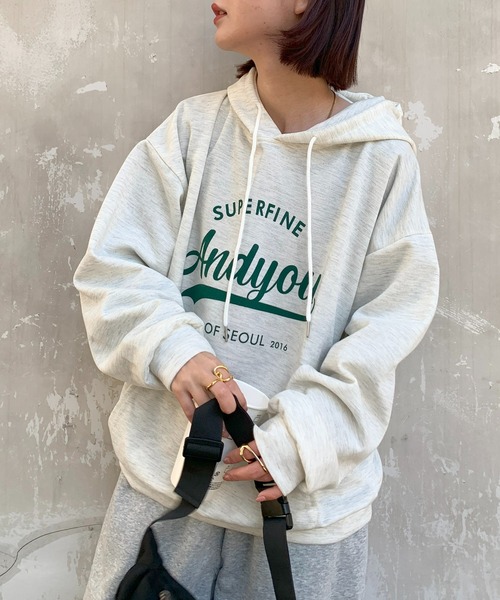 SHEPP（シープ）の「レタリング フロントプリント フーディ（パーカー・レディース・ネイビー/アイボリー/グレー・L/XL/M）」の5枚目の写真