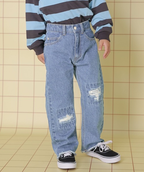 LEPSIM（レプシィム）の「【KIDS】ダメージ加工デニム　148839（デニムパンツ・キッズ・ブルー/ケミカルウォッシュ・140/120）」の2枚目の写真
