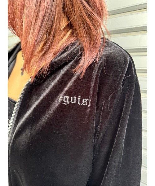 EGOIST（エゴイスト）の「ラメ刺繍ベロアパーカー（パーカー・レディース・ブラック/カーキ/ライトブラウン・FREE）」の13枚目の写真