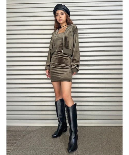 EGOIST（エゴイスト）の「ラメ刺繍ベロアパーカー（パーカー・レディース・ブラック/カーキ/ライトブラウン・FREE）」の14枚目の写真