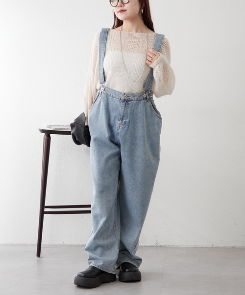 continuer de NICE CLAUP（コンティニューデナイスクラップ）の「サス付フックデニムパンツ（デニムパンツ・レディース・ブラック/ブルー・FREE）」の3枚目の写真