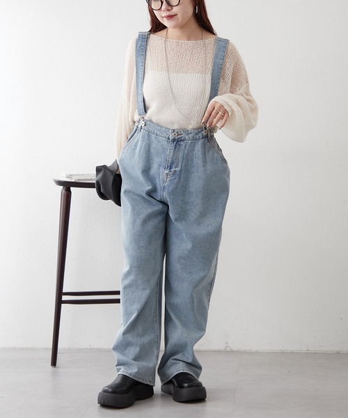 continuer de NICE CLAUP（コンティニューデナイスクラップ）の「サス付フックデニムパンツ（デニムパンツ・レディース・ブラック/ブルー・FREE）」の4枚目の写真